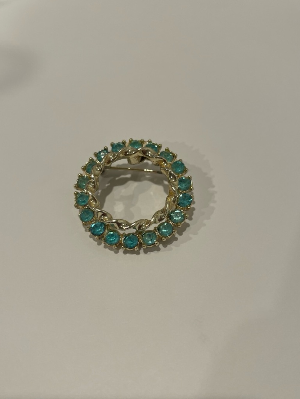 Circle Rhinestone Brooches turquoise VINTAGE